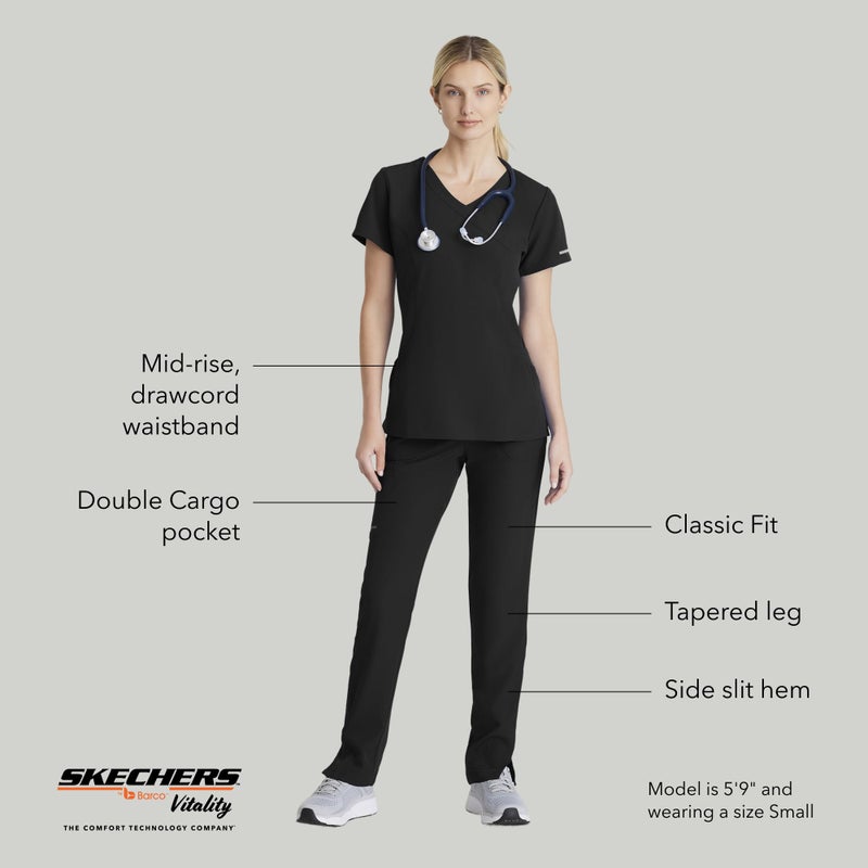 BARCO Skechers Vitality Charge Slim Fit Scrub Jogger for Women â€“ Black, Mid-Rise, 4-Pocket Bottoms w/ 4-Way Stretch â€“ Moisture Wicking, Quick-Shed, Anti-Static â€“ XL, Regular Fit - Image 4